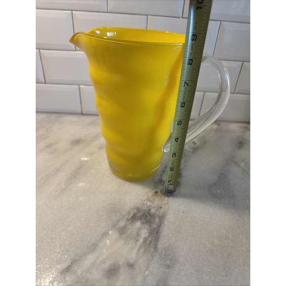Dansk Rio 60 oz Wavy Handblown Glass Pitcher Bright Yellow NEW - Picture 8 of 9